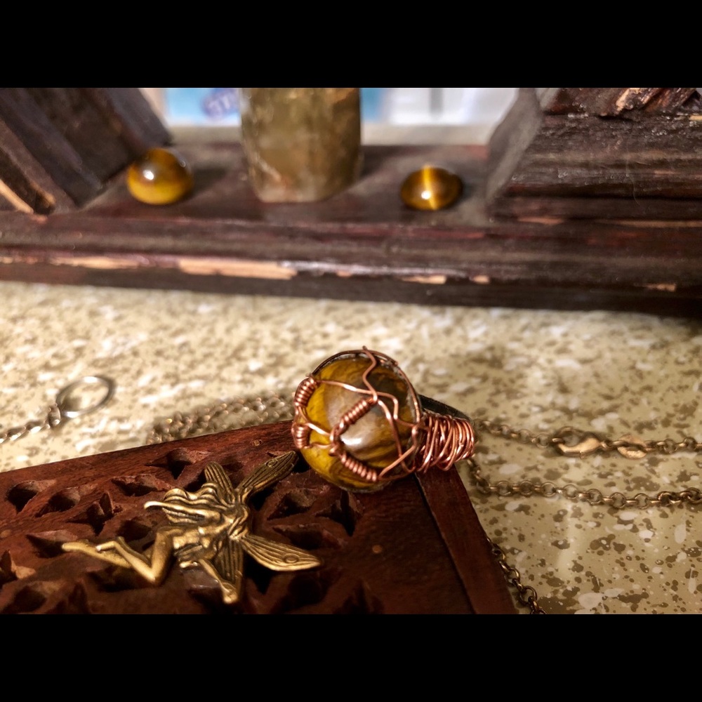 Handmade Tigers Eye Adjustable Ring!